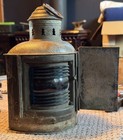 Antique Brass Perko Ship Marine Nautical De-lite Red Green Light Lantern Patina