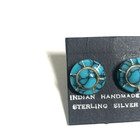 Nwt Handcrafted Sterling Silver Turquoise Stud Earrings Genuine Indian Navajo