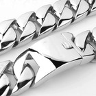 24mm 32mm Wide Heavy Men s Silver Tone Stainless Steel Cuban Link Chain Bracelet