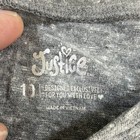 Justice Girls 10 Gray Short Sleeve Crew Neck Stretch Graphic Glitter Dog Tee
