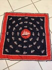 Vtg Silk Scarf Nautical Sailboat Square Italy Harvale Sailing Boat Ship Red Blue