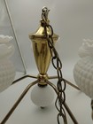 Vintage Underwriter Laboratories 5 Light Hobnail Milk Glass Brass Chandelier