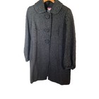 Vintage Yoana Baraschi Black Textured Boucle Coat Peter Pan Collar Retro Boho