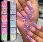 12 Pcs Mix Color Glitter Dust Powder Set For Nail Art Acrylic Tips Decoration Us