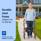 Medline Steel Rollator Walker With Seat  Burgundy  350 Lb  Weight Capacity  6   