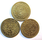 Chuck E Cheese Pizza Arcade Rare Coin Tokens -3  Dates In A Row - 1983-1984-1985