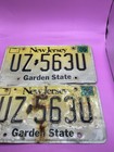 Expired Matching Pair Of New Jersey License Plate Uz 5630 Nj Plates Black Yellow