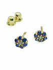 14k Yellow Gold Infant Baby Toddler Amethyst Flower Screw Back Stud Earring