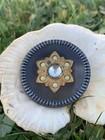 Antique Black Button Gold Starburst Jewel Center 1 37  Shank Metal Glass  Xl