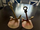 Vintage Made In Hong Kong Brass Anchor Bookends Pair Nautical Maritime Decor