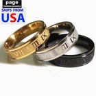 Roman Numerals Gold silver black Stainless Steel 6mm Wedding Ring Size 6 5 - 11