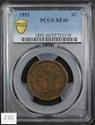 1851 Braided Hair Copper Large Cent 1c Pcgs Xf 40