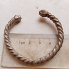 Ancient Bronze Bracelet Artifact Heavy Celtic Viking Bangle Twisted Snake Heads