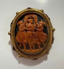 19th-century Antique Natural Jet Cameo Brooch 60x50mm Rare Vintage From Japan