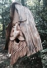 Hand Carved Wood Spirit Old Man Face Cedar Birdhouse Happy With Hair