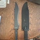 Black Sawback Bowie Machete-style Fixed Blade Knife W  Black Sheath Ambi