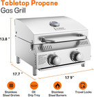 2-burner Tabletop Gas Grill  22000 Btu Stainless Steel Grill