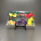 Peggy Karr Art Fused Glass Multi Color Fruit 14  Long Rectangular Platter Nwot