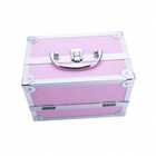 Aluminum Makeup Train Case Jewelry Box Cosmetic Organizer With Mirror Pink