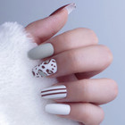 Ballerina  playful  Matte Animal Print Coffin 24 Full Cover Nail Tips Glue Set 