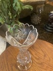 Antique Crystal Cut Glass Vase Circa 1910 Starburst And Floral Heavy Cut Flared