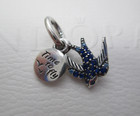 Sparkling Royal Blue Swallow Quote Pandora Charm  time To Fly  Power Up Year End