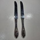 2 Vtg International 1847 Rogers Bros  Old Colony Silverplate Dinner Knives 9 5 