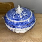 Vintage  Ruth Ann Irostone  2pc Blue Willow  Largel Soup Tureen 11in X 8in X 5in