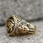 Mendel Mens Gold Plated Egyptian Eye Of Horus Ra Pharaoh Ring S-steel Size 7-15