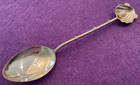 Pearl In Clam Shell Tokyo Japan 4 3  Sterling Silver Souvenir Spoon Bamboo Stem