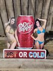 Rare Dr  Pepper Hot Or Cold  Metal Soda Sign  16    X 16    Wall Decor Advertising 