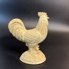 Vtg Cast Iron Rooster Heavy Doorstop Ivory 11  Rustic Farmhouse Cottage Country