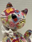 Pomme Pidou Cat Floral Ceramic Piggy Bank Spring Easter Basket Colorful 8 5   