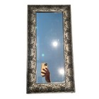 Vintage Ornate Wall Mirror     Silver Floral Frame     24   x13   