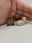 Vintage Miniature Glossy Ceramic Lamb Gray Sheep Figurine Trinket