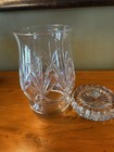 Galway Irish Cut Crystal Hurricane Lamp Candle Holder 24  Lead Crystal 2 Pcs