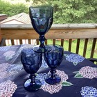 Libbey Glass Company Gibraltarduratuff Dusky Blue Water Wine Goblet -set Of 3