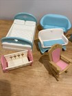 1993 Fisher Price Loving Family Dollhouse  Furniture Bed Toilet Table Couch Lot