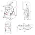 Infans High Chair  4 Wheels  Storage Basket  Adjustable Height  Recline  Footres
