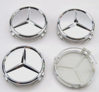 Set Of 4 75mm Wheel Center Caps Hubcaps Emblem Full Silver For Mercedes Benz Amg