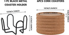 Cork Coasters For Drinks Set Of 6 With Holder  Absorbent Round Coasters With Lip