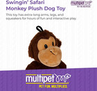 Swingin  Safari Monkey Dog Plush Toy - Squeaky Dog Toy For All Dogs - Extra Soft