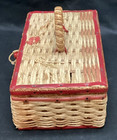 Vtg Drtiz Woven Wicker Sewing Basket - Made In Japan