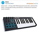 Alesis V25 Usb Midi Keyboard Controller 25-key With Backlit Pads