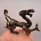 Vintage Chinese Dragon Statue Brass Figurine Oriental Mythical Beast Art Decor