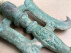 Vtg Chinese Carved 19   Bronze  Jade  Ceremonial Double Halberd Lance
