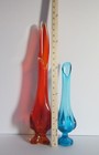 Stunning Pair Of Vintage Swung Glass Vases     Viking Glass   L e  Smith