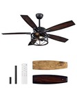 Edishine 52 Inch Farmhouse Ceiling Fans With Lights Rustic Ceiling Fan Remote