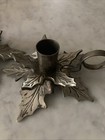 Vintage 2 Solid Brass Leaf Candlestick W  Handles Taper Candle Holder 2    India