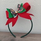 Holdiday Headband And Single Bow For Girls Hair Homemade Green Red 